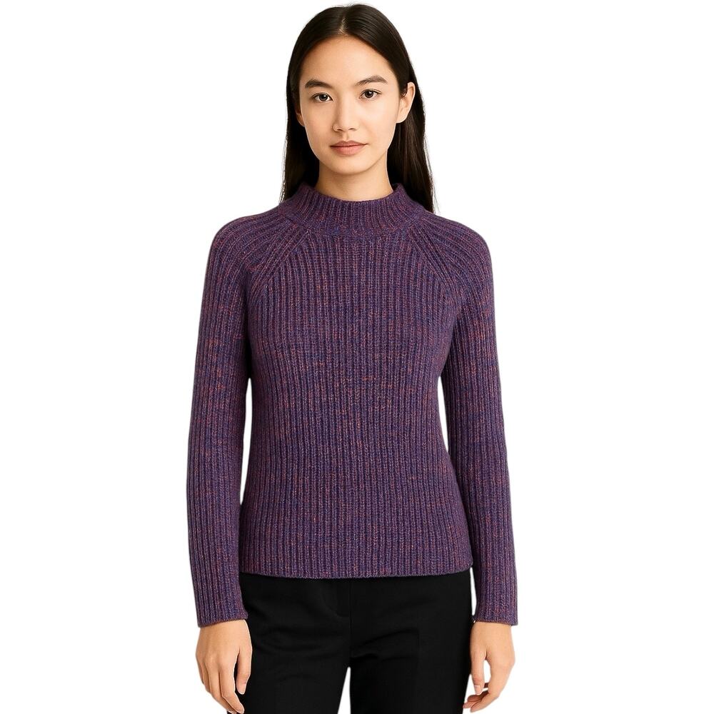 Banana Republic Women's Purple Rib Knit High Neck Long Sleeve Sweater Top Size S